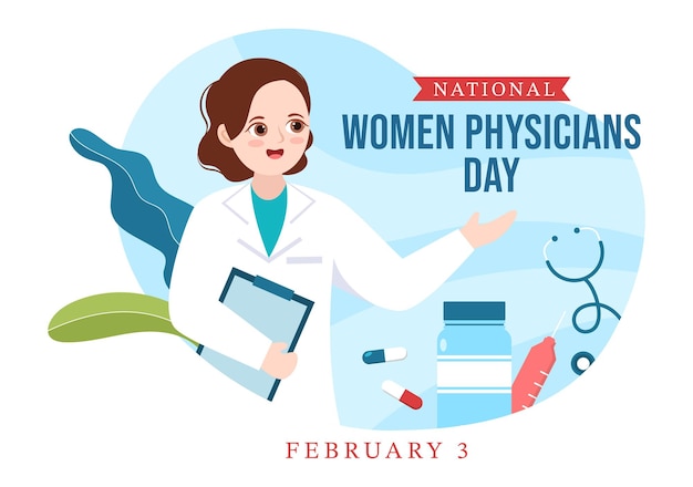 National Women Physicians Day Illustration on February 3 to Honor Female Doctor Across the Country