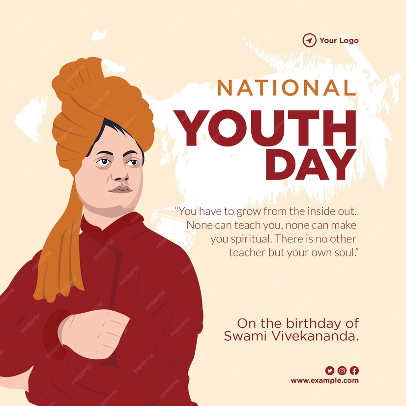 Premium Vector National youth day banner design template