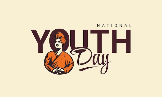 National youth day greetings with swami vivekananda illustration