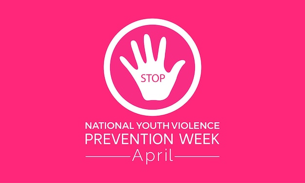 국가 청소년 폭력 예방 주간 (National Youth Violence Prevention Week) 은 매년 4 월 22 일부터 4 월 26 일까지 개최됩니다. 터 배너 플라이어 포스터 및 소셜 미디어 템플릿 디자인.