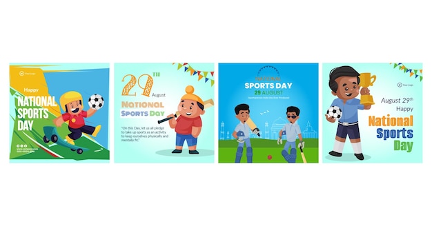 Nationale sportdag van india banner sjabloonsets