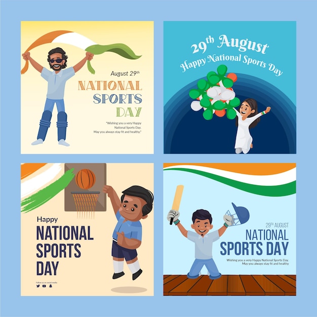 Nationale sportdag van india banner template set