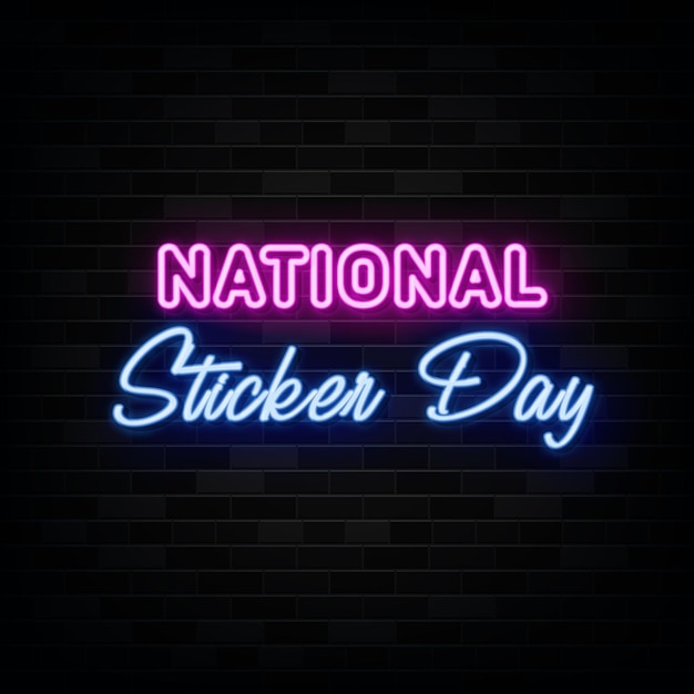 Nationale Sticker Dag Neonreclames Vector Ontwerpsjabloon Neon Stijl