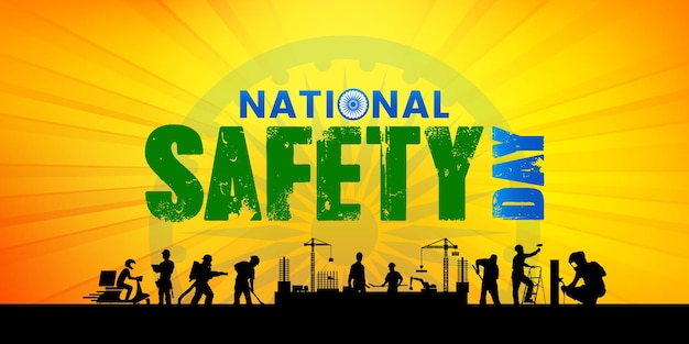 Nationale Veiligheidsdag Week en Bewustzijn van de veiligheid van werknemers en werknemers op de werkplek Dag van de Veiligheidsweek op de weg