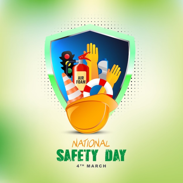 Nationale Veiligheidsdag Week en Bewustzijn van de veiligheid van werknemers en werknemers op de werkplek Dag van de Veiligheidsweek op de weg