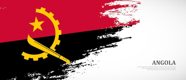 Vector nationale vlag van angola met handgetekende getextureerde borstel vlag banner achtergrond