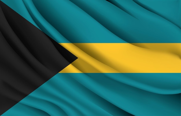 Nationale vlag van Bahama zwaaien realistische vectorillustratie