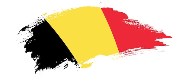 Nationale vlag van België met curve vlek penseelstreek effect op witte achtergrond