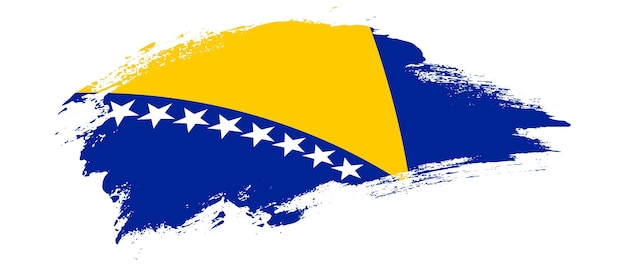 Nationale vlag van Bosnië en Herzegovina met curve vlek penseelstreek effect op witte achtergrond