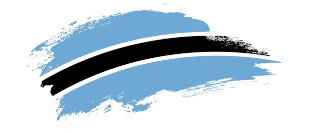 Nationale vlag van Botswana met curve vlek penseelstreek effect op witte achtergrond