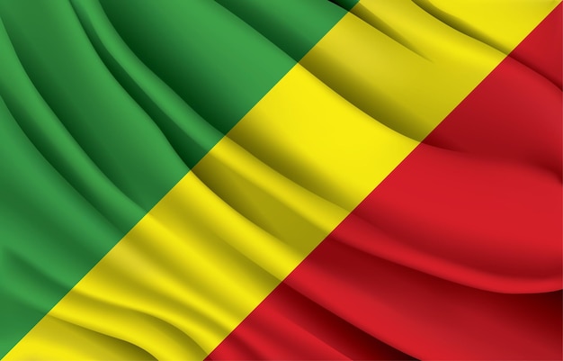 Vector nationale vlag van congo zwaait met realistische vectorillustratie