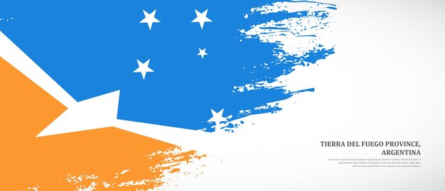 Nationale vlag van de provincie Tierra del Fuego, Argentinië met handgetekende getextureerde borstelvlag