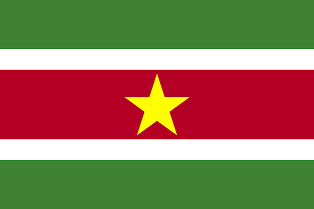 Vector nationale vlag van de republiek suriname surinaams patriottisch symbool met officiële kleuren zuid-amerika landidentiteit object suriname vlag vectorillustratie in plat ontwerp voor web of mobiele app