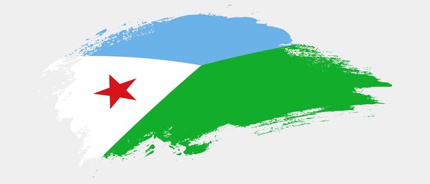 Nationale vlag van Djibouti met curve vlek penseelstreek effect op witte achtergrond