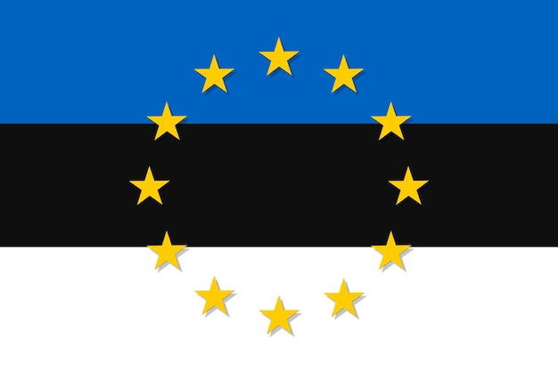 Nationale vlag van Estland met een stercirkel van de EU