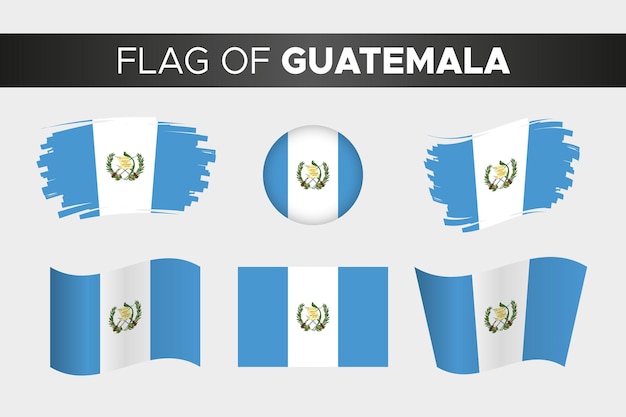 Nationale vlag van Guatemala in penseelstreek golvende cirkel knopstijl en plat ontwerp