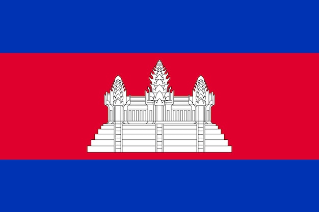 Nationale vlag van het Koninkrijk Cambodja Cambodjaans patriottisch teken in de officiële nationale landkleur en embleem Symbool van de staat Zuidoost-Azië Vectorpictogramillustratie