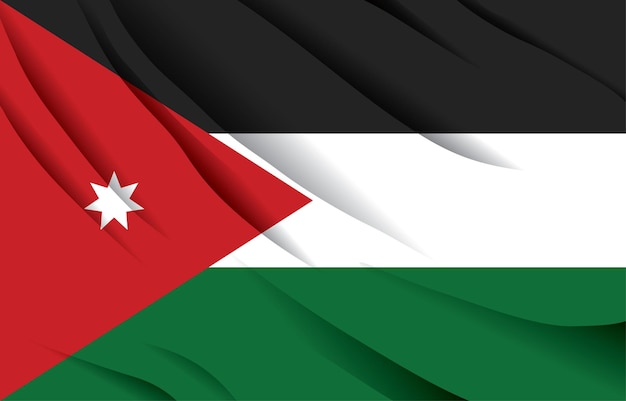 nationale vlag van jordanië zwaaiende realistische vectorillustratie