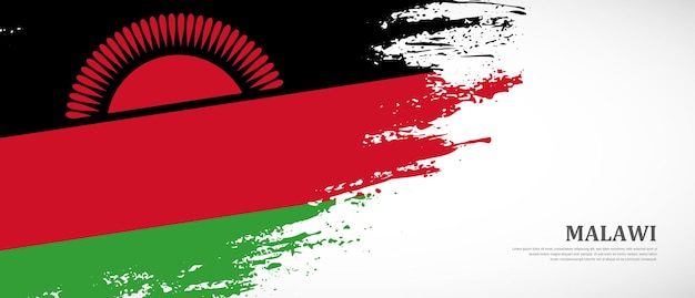 Nationale vlag van Malawi met handgetekende getextureerde borstel vlag banner achtergrond