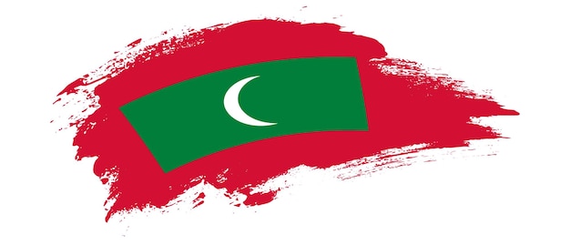 Nationale vlag van Maldiven met kromme vlek penseelstreek effect op witte achtergrond