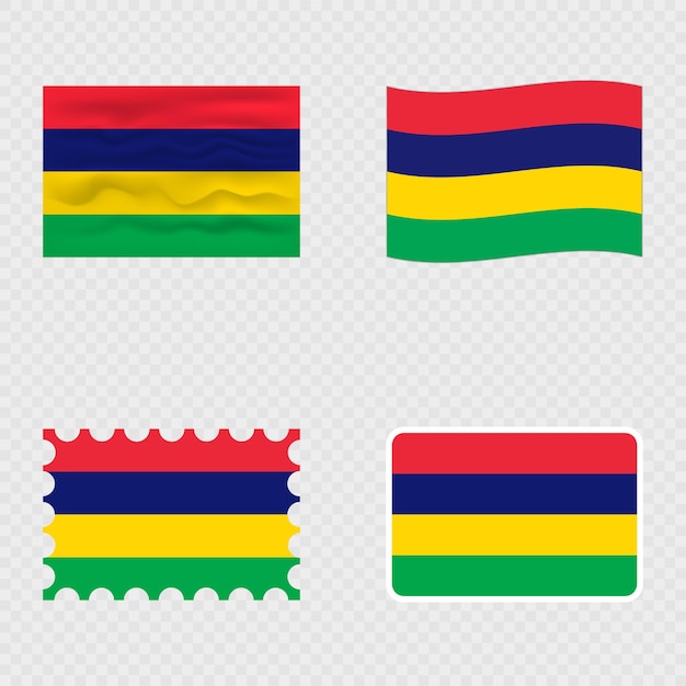 Nationale vlag van Mauritius in vier verschillende stijlen