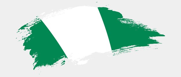 Nationale vlag van Nigeria met curve vlek penseelstreek effect op witte achtergrond