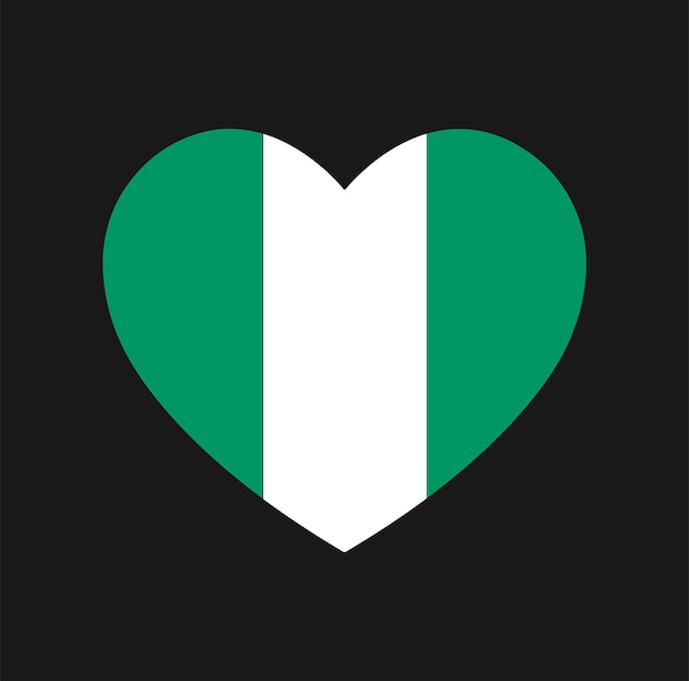 Nationale vlag van Nigeria met een hartvormpictogram