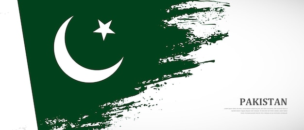 Nationale vlag van pakistan met de hand getekende getextureerde borstel vlag banner achtergrond