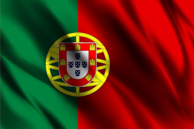 nationale vlag van portugal zwaaien zijde achtergrond