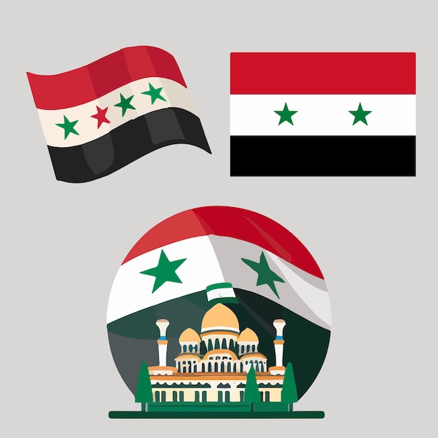 Nationale vlag van Syrië ingesteld vectorillustratie