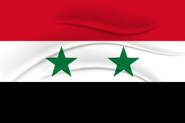 Nationale vlag van Syrië met zijde-effect. Spandoek, poster, vector