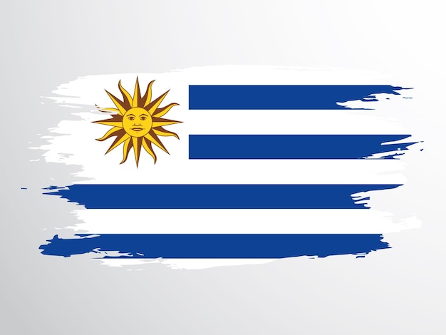 Nationale vlag van Uruguay geschilderd met een penseel