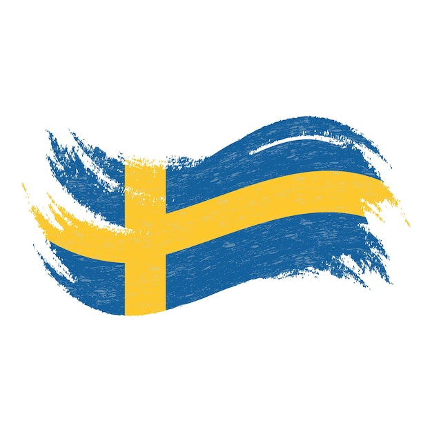 Nationale vlag van Zweden ontworpen met behulp van penseelstreken geïsoleerd op een witte achtergrond vectorillustratie