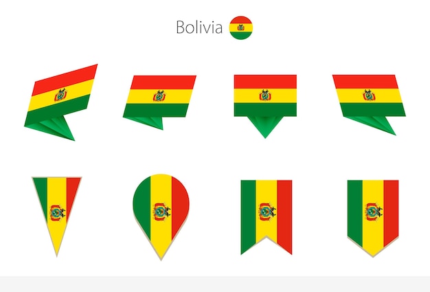 Nationale vlagcollectie van Bolivia acht versies van vectorvlaggen van Bolivia