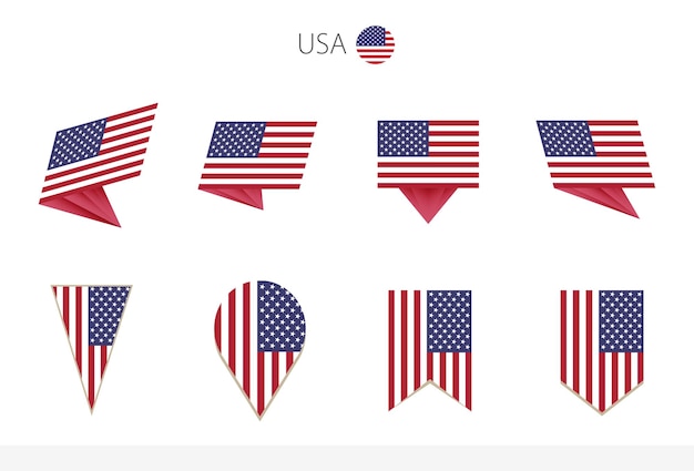 Nationale vlagcollectie van de VS acht versies van vectorvlaggen van de Verenigde Staten