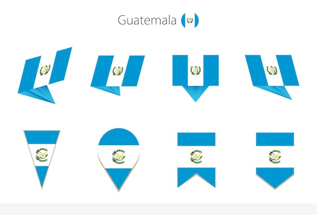 Nationale vlagcollectie van Guatemala acht versies van vectorvlaggen van Guatemala