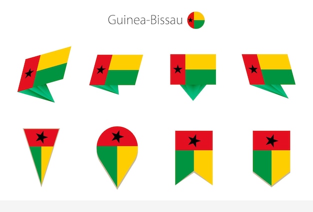 Nationale vlagcollectie van Guinee-Bissau acht versies van vectorvlaggen van Guinee-Bissau