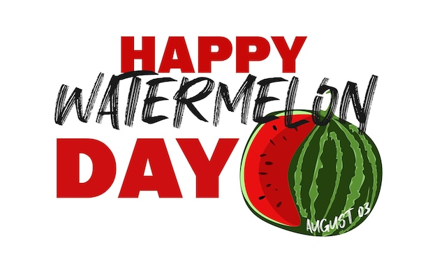 Nationale watermeloen dag poster met kalligrafie belettering geïsoleerd op een witte achtergrond