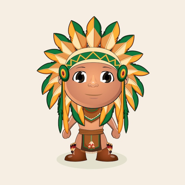 Vector native american cartoon vector art mascot