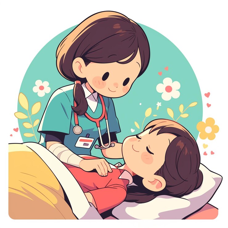 30대 아메리카 원주민 여성 물리치료사가 환자를 돕고 있다.
