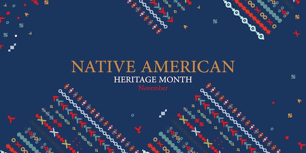 Native American Heritage maand in november American Indian cultuur Sjabloon voor briefkaart poster banner Vector ornament illustratie Achtergrond