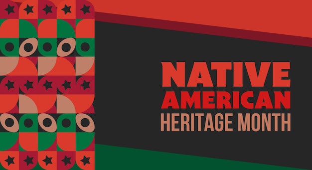 アメリカのネイティブ インディアンを祝う抽象的な装飾品とネイティブ アメリカンの遺産月間背景デザイン