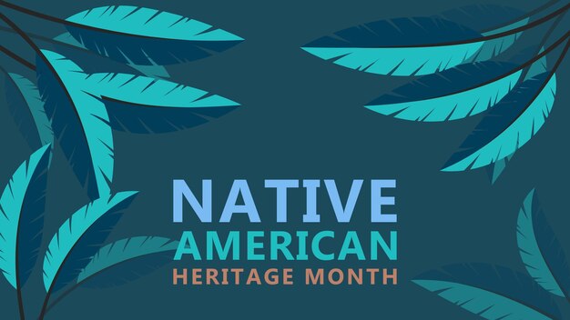 Vettore native american heritage month design di sfondo con ornamenti di piume che celebrano gli indiani nativi in america