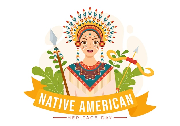 Vettore illustrazione vettoriale del giorno del mese del patrimonio dei nativi americani con l'annuale celebrate america indian culture