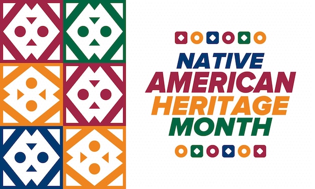 Вектор Месяц наследия коренных американцев в ноябре культура американских индейцев традиционный образец вектор