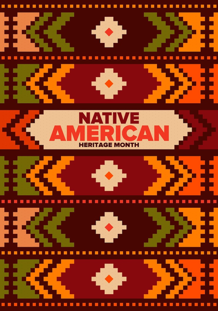 Vector native american heritage month in november american indian culture tradition pattern vector