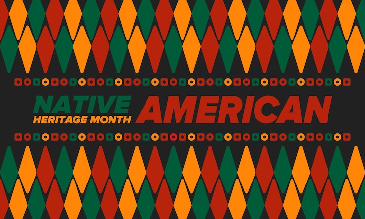 Vector native american heritage month in november american indian culture tradition pattern vector