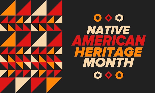 Native american heritage month in november american indian culture tradition pattern vector