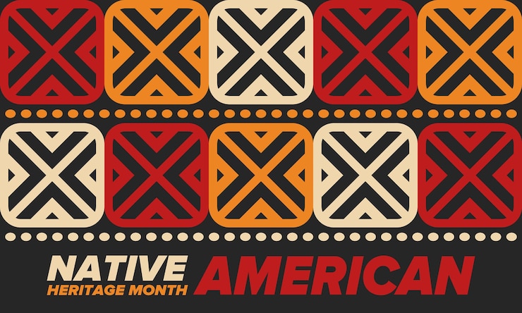 Vector native american heritage month in november american indian culture tradition pattern vector