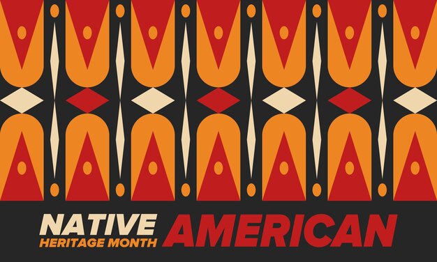 Vector native american heritage month in united states american indian culture tradition pattern vector